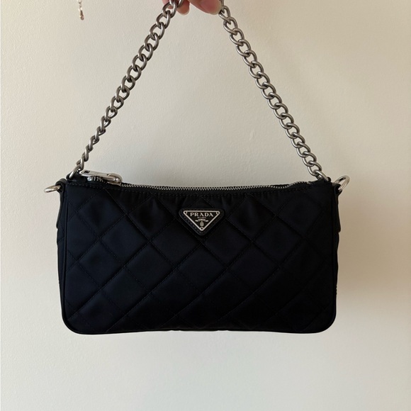 Prada Handbags - Prada Quilted Black Mini Bag with Chain Strap